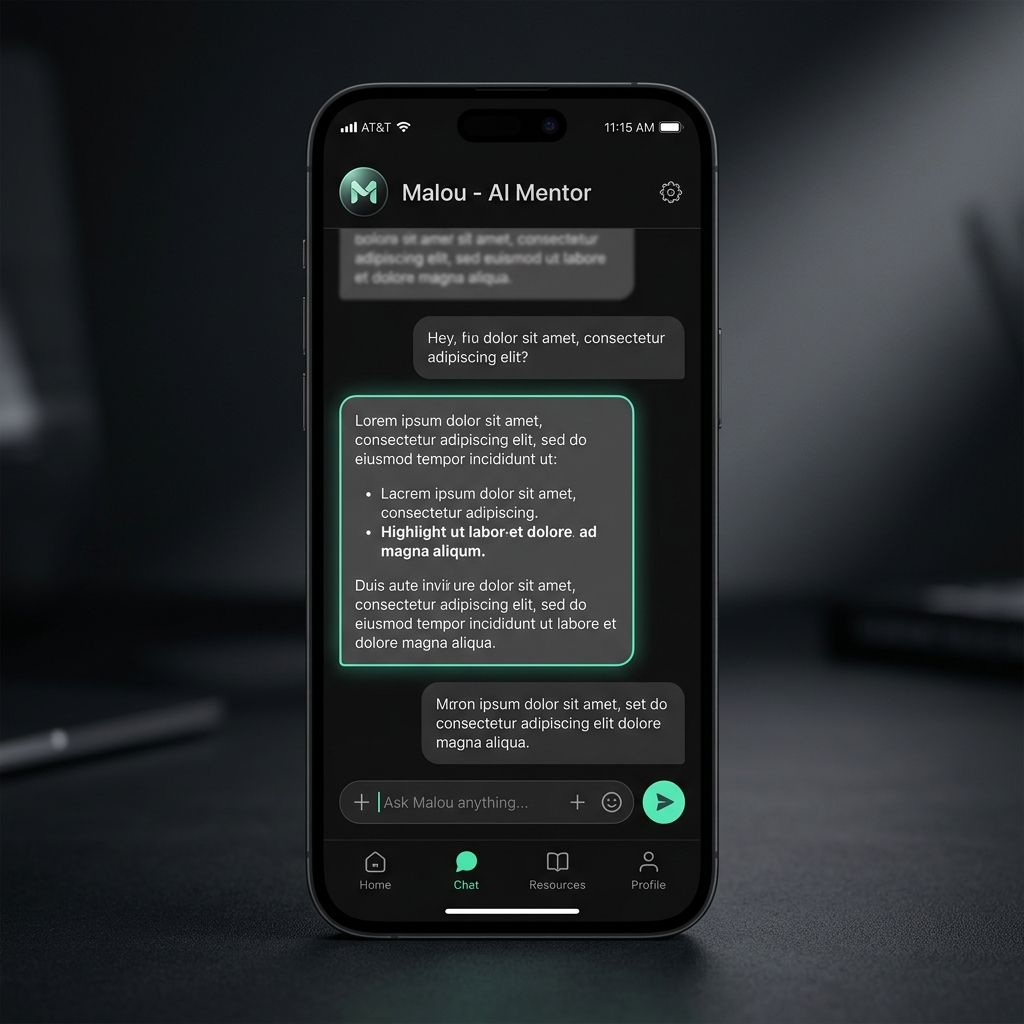 Macht.Los App – KI-Mentor Malou im Chat
